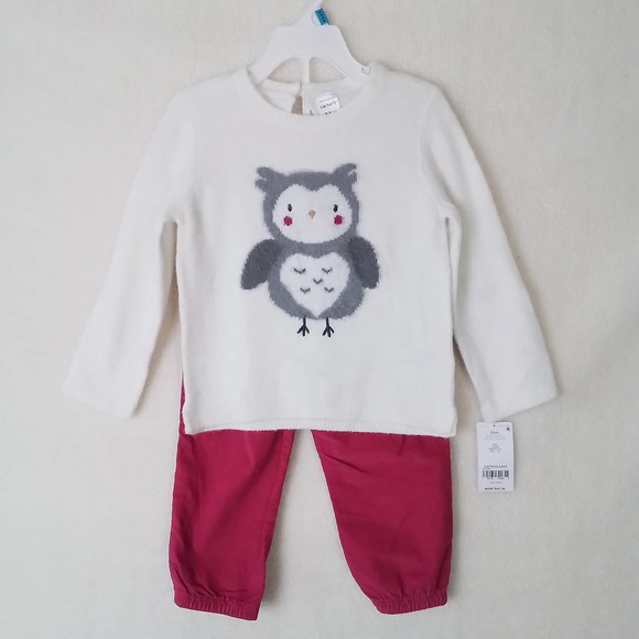 Carter's Baby 2-Piece Sweater Set Size‎ 24mo in Pink, White, Penguin Theme - Picture 1 of 15